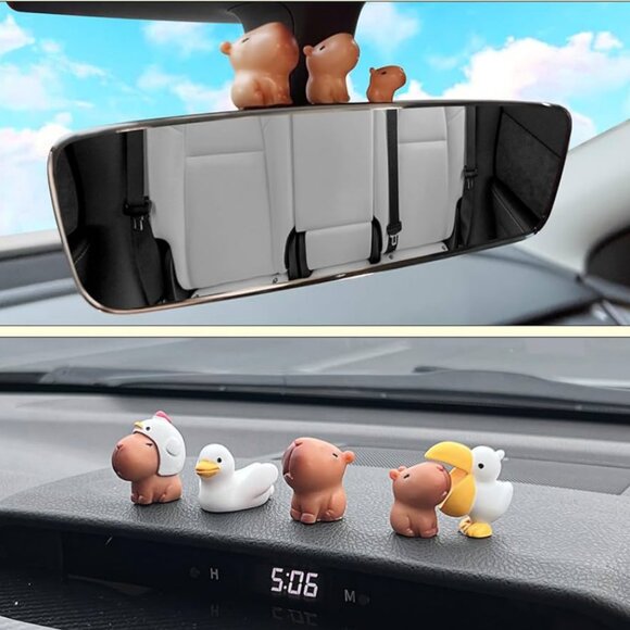 7pc Cute Capybara Car Dashboard Rearview Mirror Ornaments Funny Decor Desktop - Picture 3 of 8